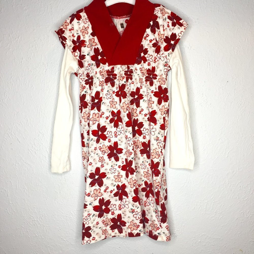 Tea Collection Kichi Double Decker Dress, girl's size 6 100% cotton.